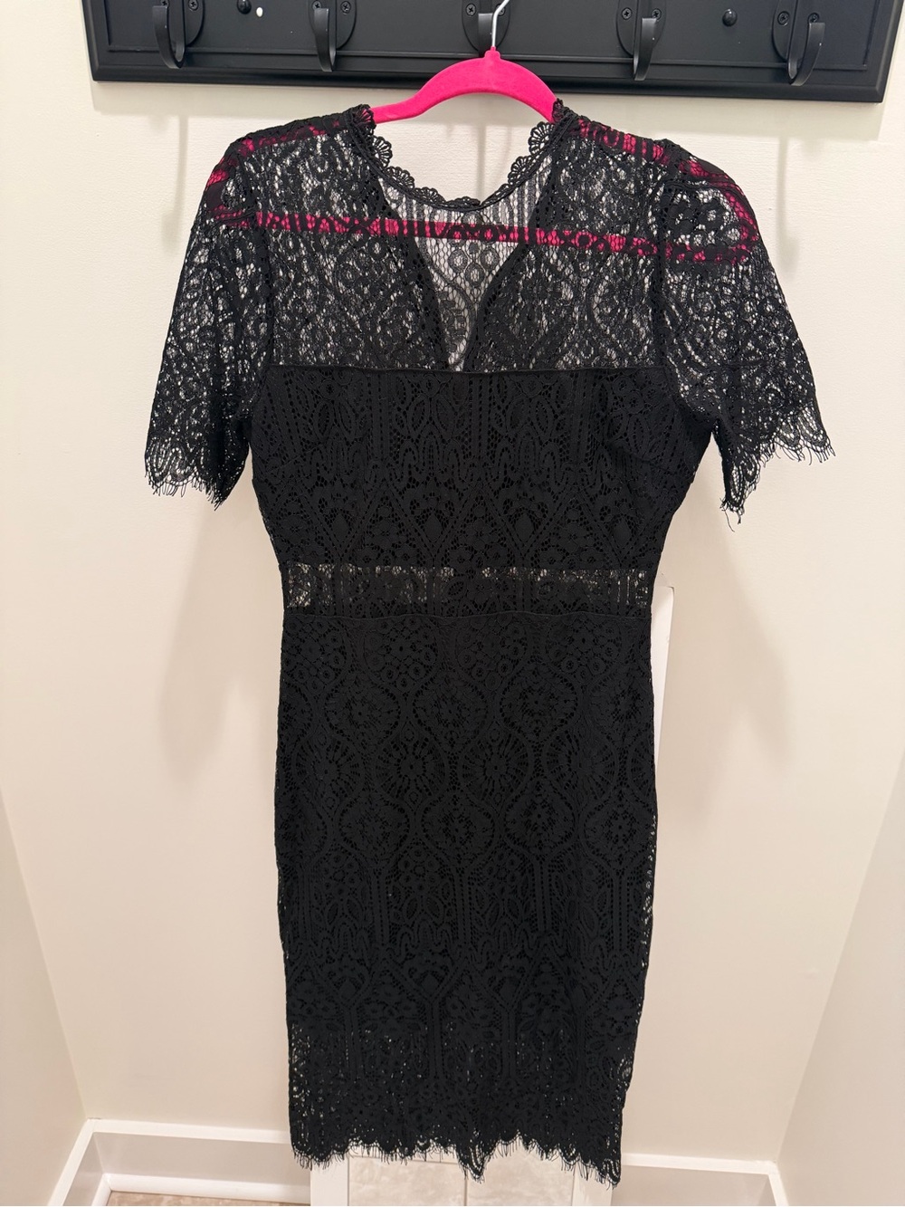 Lulu’s Black Lace Short Sleeve Sheath Dress